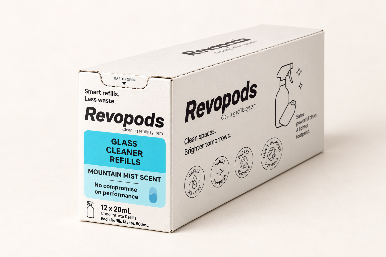 Glass Cleaner Refills capsules with paper boxes refills capsules in srt